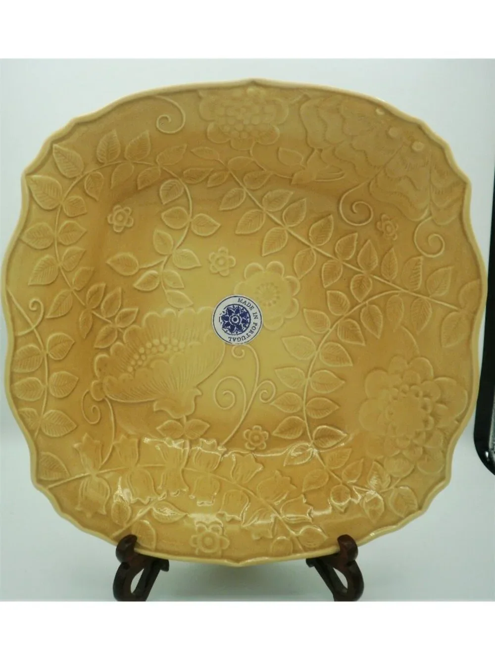 Embossed Ceramic Centerpiece Bowl Harvest Yellow Floral Design Made in Portugal